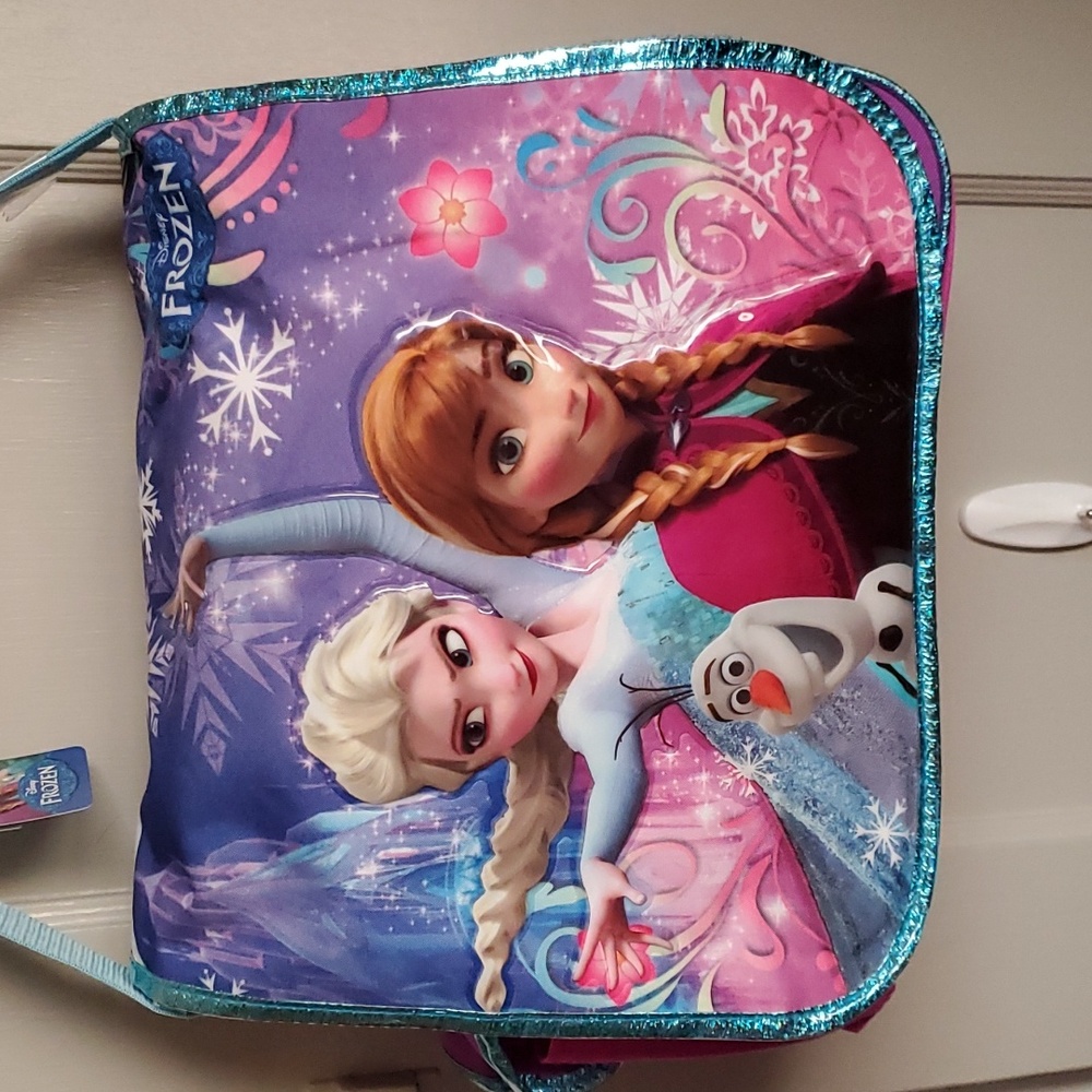 NWT Disney Frozen Anna, Elsa, & Olaf Messenger Style Backpack Bookbag
